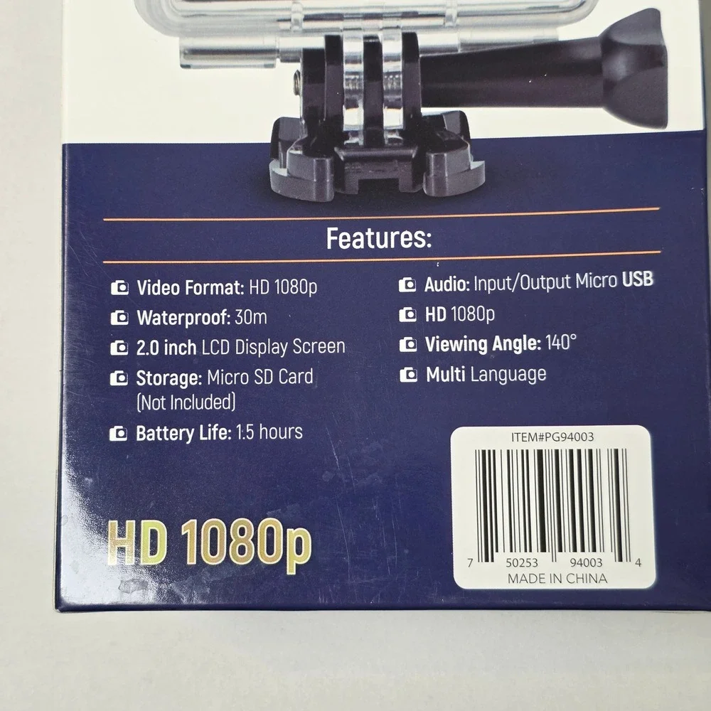 Action Camera HD 1080p Waterproof 30M 2.0 Inch LCD Screen New Sealed